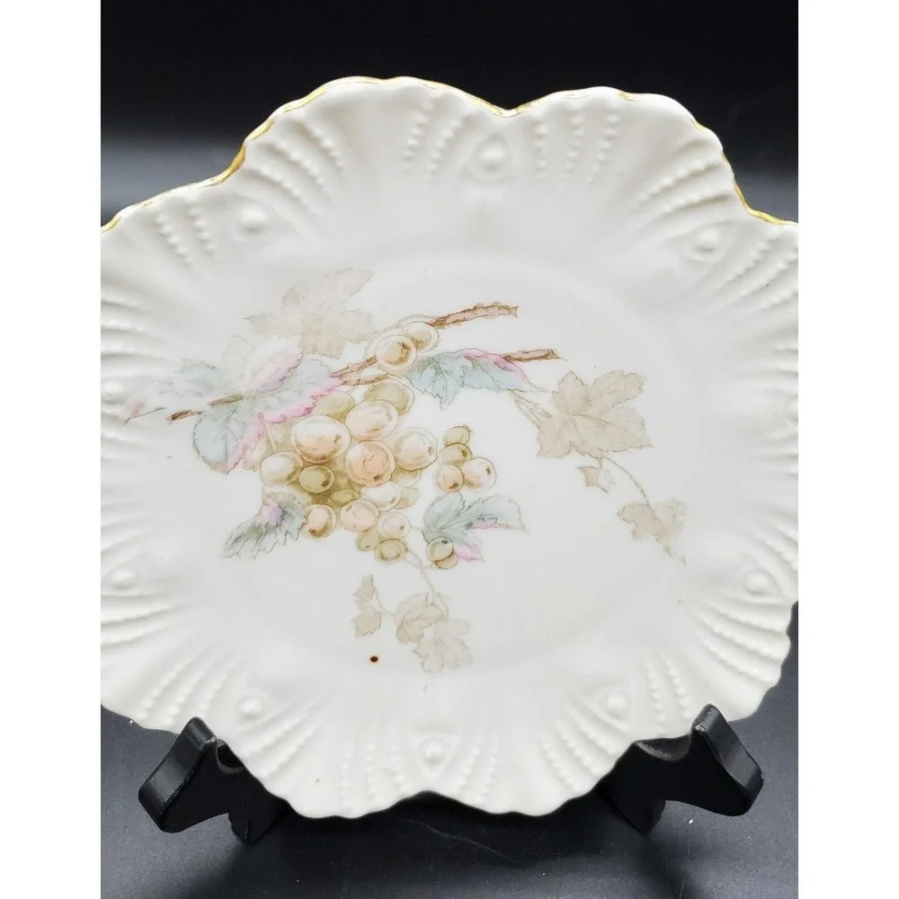 Antique CARLSBAD Austria BFHS‎ China Floral Leaf Shaped Decorative Plate 7.25